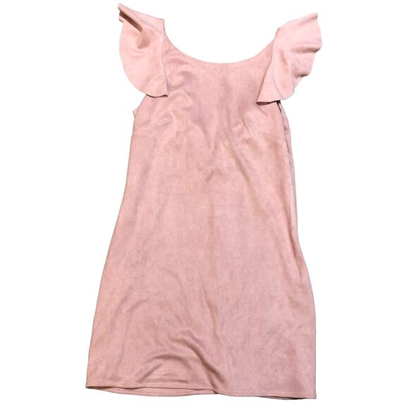 NWT She And Sky Ruffle Short Sleeve Sheath Dress Blush Women's‎ Size Large - Picture 1 of 8